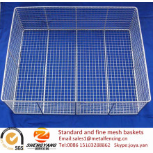 Wholesale SS wire mesh rectangular disinfecting containers surgical tools loading trays standard and fine mesh baskets